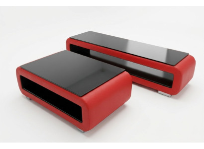 Tavolino design in pelle imbottita e vetro Tavolo moderno CT9010 + RTV
