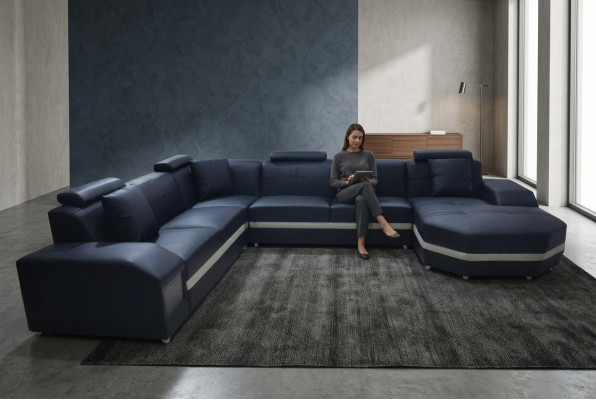 Angolo in pelle moderno divano Living XXL paesaggio domestico seduta trapuntata divani divano a forma di U nuovo