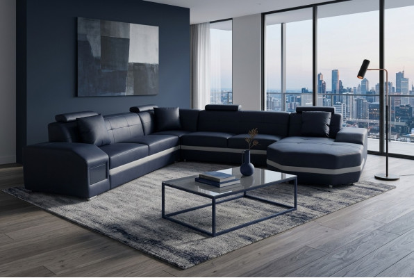 Angolo in pelle moderno divano Living XXL paesaggio domestico seduta trapuntata divani divano a forma di U nuovo