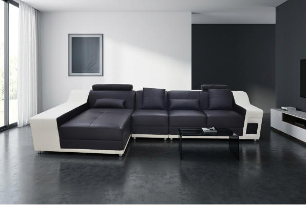 Angolo in pelle Moderno XXL Divano paesaggistico in pelle Sofa ad angolo B2017B
