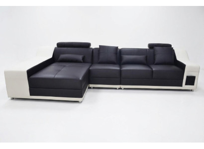 Angolo in pelle Moderno XXL Divano paesaggistico in pelle Sofa ad angolo B2017B