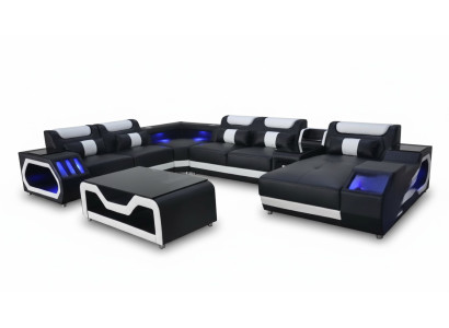 Design in pelle imbottita angolo paesaggio stanza nuova divano imbottito.