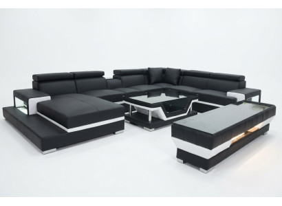 Design in pelle imbottita Angolo soggiorno Divano Divano Design Set