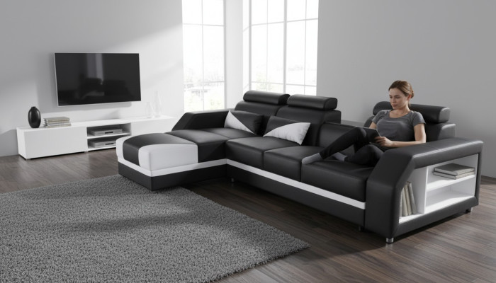 Design in pelle per imbottitura angolare del soggiorno divano divano set designer