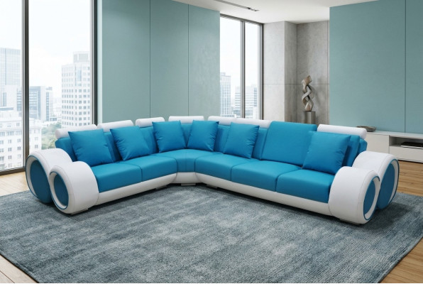 Design Pelle Imbottitura XXL Sala angolo Divano Divano Designer