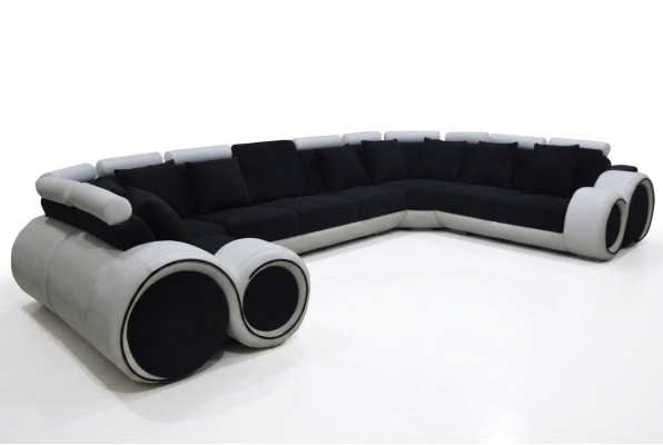 Angolo in pelle Moderna Divano XXL Paesaggio abitativo in pelle Divano a U Forma A1163 +