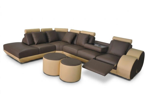 Divano XXL Grande Divano Angolare in Pelle Set Angolare Paesaggio Imbottito Formato L