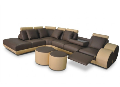 Divano XXL Grande Divano Angolare in Pelle Set Angolare Paesaggio Imbottito Formato L
