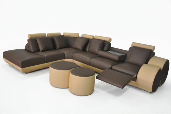 Divano XXL Grande Divano ad Angolo in Pelle Angolatura Rivestimento Paesaggio Imbottito Forma a L