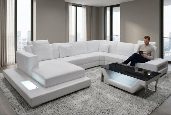 Eck divano in pelle componibile angolare a forma di U design salotto