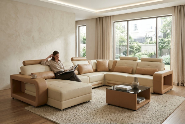 Divano ad angolo angolare imbottito soggiorno paesaggistico designer divani tessili A1135