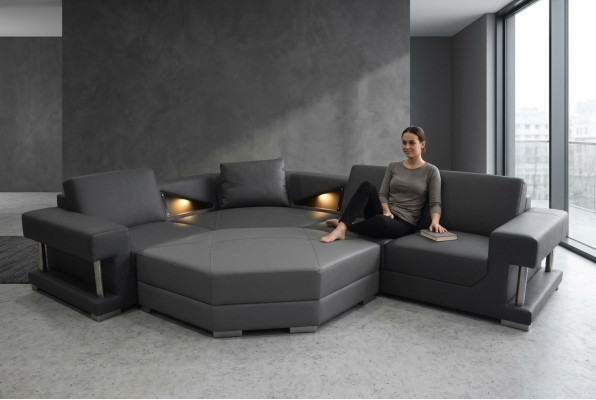 Divano a angolo divano imbottito angolo paesaggio abitativo divano designer tessuto A1131 stanza