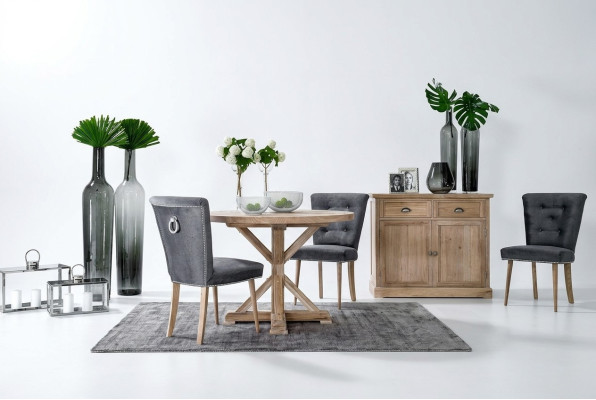 Tavolo rotondo di design classico in legno 110/140 cm per sala da pranzo nuovo.