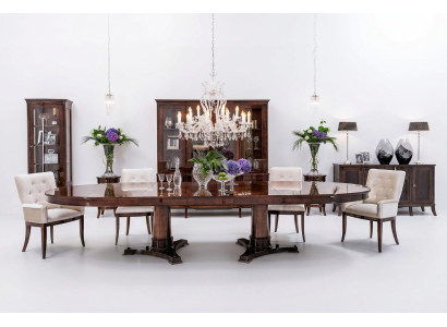 Lusso Set soggiorno pranzo 8 pezzi con tavolo, credenza, sedie, vetrina.