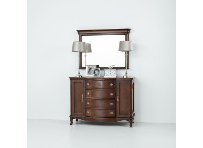 Specchio + Como Armadio Comodini Credenza Camera da letto Set Legno Stile Antico Nuovo