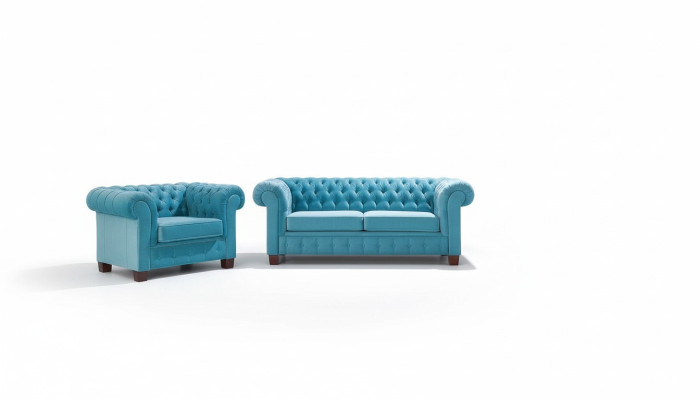 Chesterfield 2+1+1 Set di divani in tessuto Poltrona Divano Divani