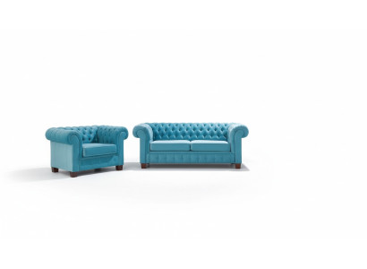 Chesterfield 2+1+1 Set di divani in tessuto Poltrona Divano Divani