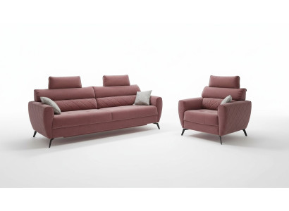 Set divani in pelle: divano design imbottito seduta 2+1+1, set in similpelle.
