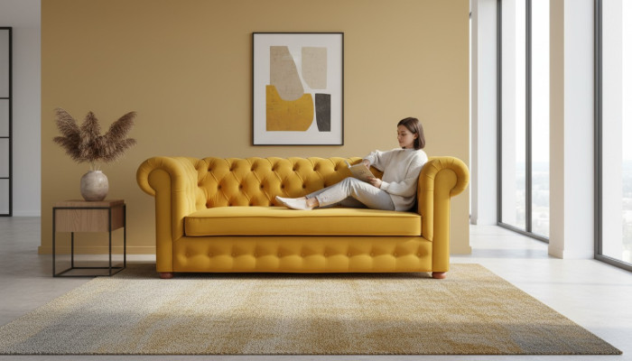 Chesterfield divano a tre posti in velluto con funzione letto estraibile nuovo.