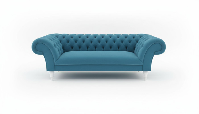 Tessuto 3 posti Blu Design in stoffa divano imbottito Divani moderni Divano Chesterfield