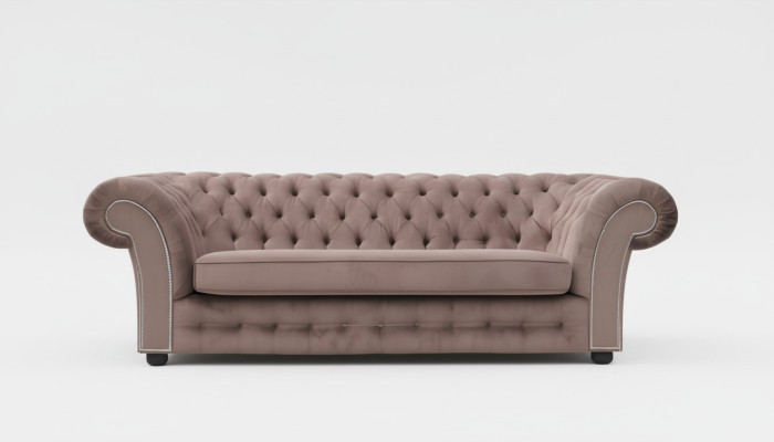 Divano 3 posti in tessuto design divano imbottito tessili moderni Chesterfield beige