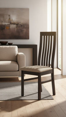8 sedie in legno massiccio e tessuto da pranzo, sedie da pranzo di design.
