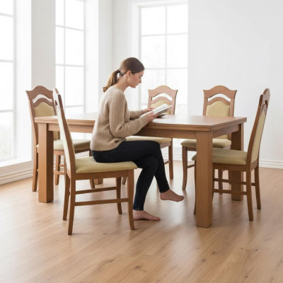 Gruppo sala da pranzo design, set di sedie 4x sedie schienale seduta imbottita massiccio.