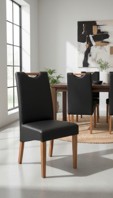 Imposta 8 sedie design in legno, pelle imbottita per sedie da sala da pranzo gastronomia.