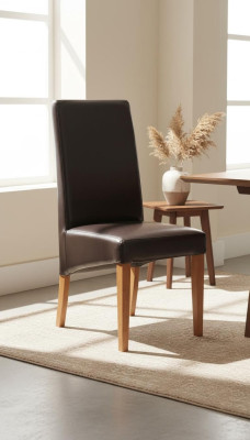2 sedie poltrone designer in legno con rivestimento in pelle 100% per sala da pranzo per locali gastronomici.