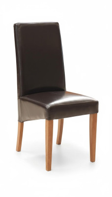 Set 6 sedie da gruppo in legno con schienale imbottito 100% in pelle