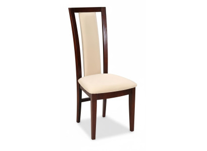 Classico set di 6 sedie design in legno e tessuto per sala da pranzo di ristorante.