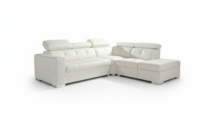 Divano d'angolo design salotto imbottito d'angolo in pelle al 100%