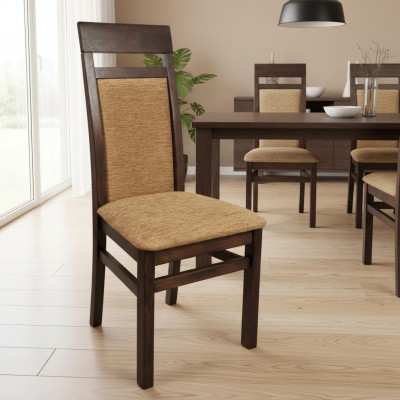Set di sedie da design 2x poltrona legno tessuto sedie stoffa sala da pranzo nuovo imbottito