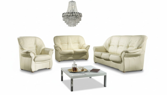 Set da soggiorno classico 3+1 in pelle pieno fiore divano poltrona
