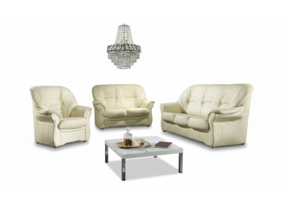 Set da soggiorno classico 3+1 in pelle pieno fiore divano poltrona