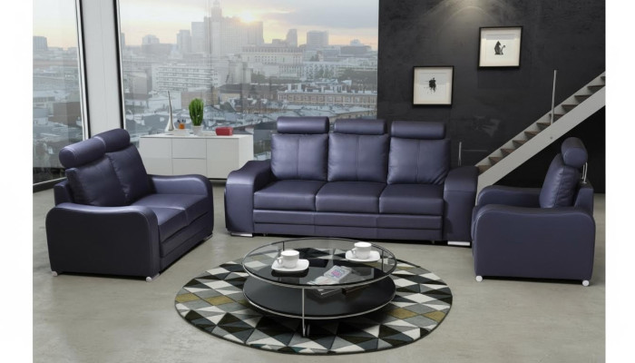 Set di divani 3+1 posti in pelle design divani imbottiti relax