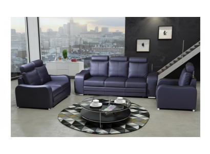 Set di divani 3+1 posti in pelle design divani imbottiti relax