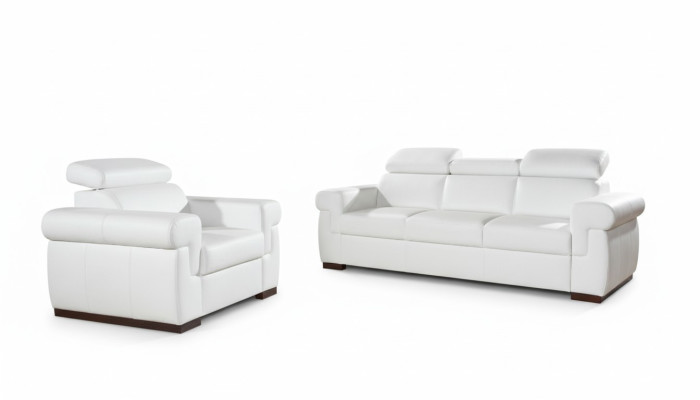Set di divani in vero cuoio 3+1 posti, divano moderno, design di divani imbottiti.