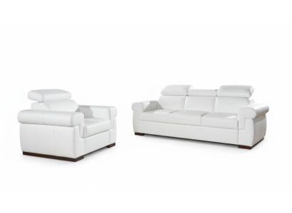 Set di divani in vero cuoio 3+1 posti, divano moderno, design di divani imbottiti.