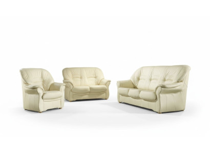 Set soggiorno classico 3 + 1 + 1 in pelle pieno fiore divano poltrona decorativa.