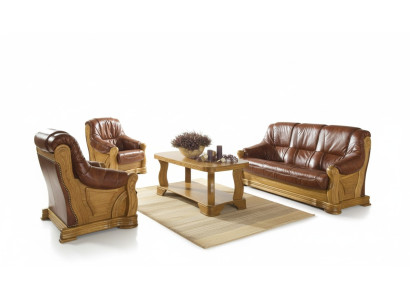 Stile classico divano in pelle set divani 3 + 1 + 1 posti in pelle italiana.