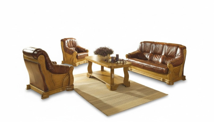 Robusto set di divani in pelle 3+2 posti. Divani moderni per il soggiorno.