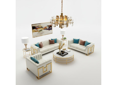 Set di divani imbottiti in pelle divano divani imbottiti sedile 2 + 1 designer