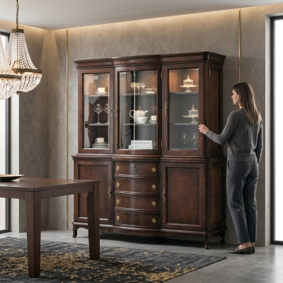 Armadietto Elegante Credenza in Legno Stile Barocco Buffet Vetrina Nuovo
