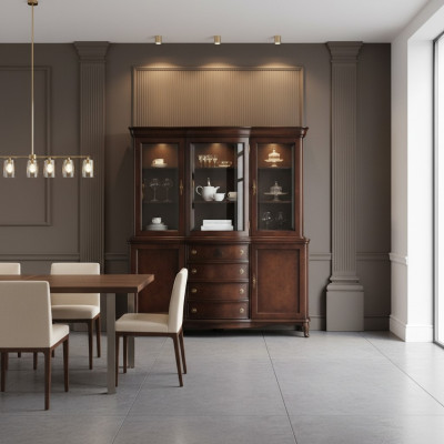 Armadietto Elegante Credenza in Legno Stile Barocco Buffet Vetrina Nuovo