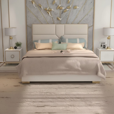 Letto imbottito di design di lusso. Letti da hotel matrimoniali 180x200 cm per la camera da letto.