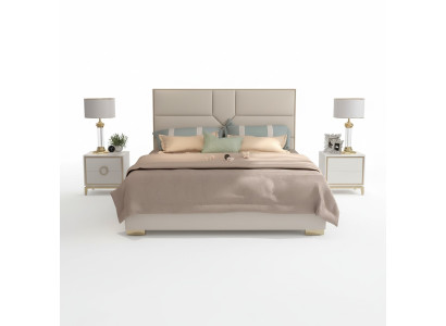 Letto imbottito di design di lusso. Letti da hotel matrimoniali 180x200 cm per la camera da letto.
