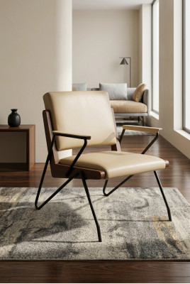 Poltrona Club Lounge con braccioli, divano imbottito a posta unica, nuovo poltrona in pelle per la TV, design del designer.