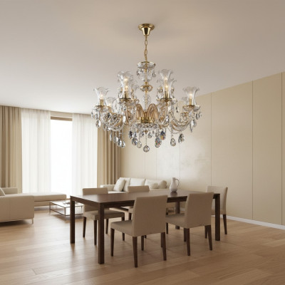 Lampadario classico a sospensione in cristallo Boemia Illuminazione Lampada Nuova