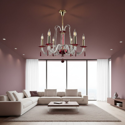 Candelabro Stile Antico Lampada Copertura Luce Rossa Lampade Lampadario Lampada Cristallo